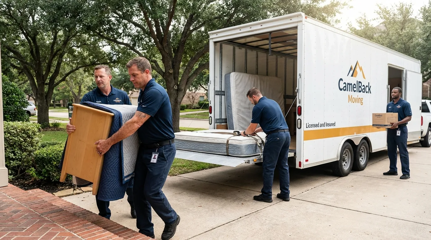 Crew loading residential truck for cross-state move from Osceola, IN